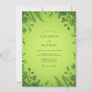 Invitation Mariage aux fougères chartreuse