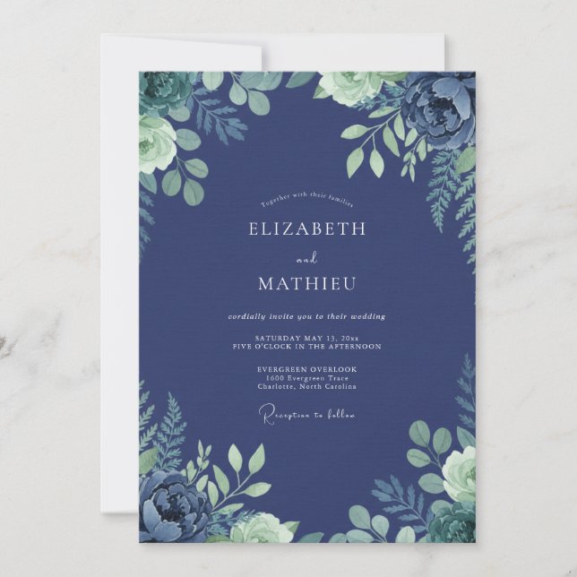 Invitation Mariage aux fougères de minuit (Devant)