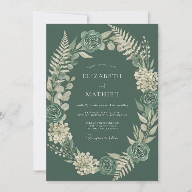 Invitation Mariage aux Fougères de Mousse Profonde (Devant)