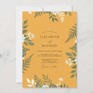 Invitation Mariage aux fougères dorées à la moutarde