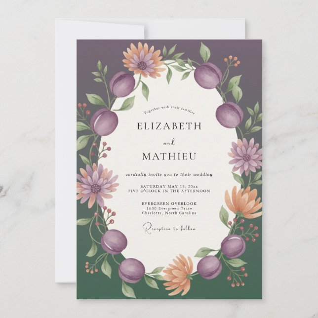 Invitation Mariage aux Fruits de Plum Apricot Berry (Devant)
