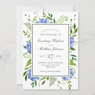 Invitation Mariage aux Hortensias Bleus