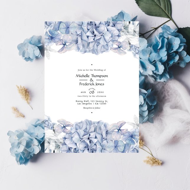 Invitation Mariage aux Hortensias Bleus (Créateur téléchargé)