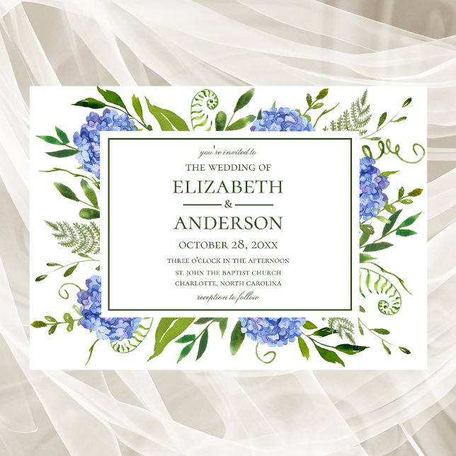 Invitation Mariage aux Hortensias Bleus (Créateur téléchargé)