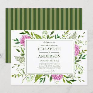 Invitation Mariage aux Hortensias Roses