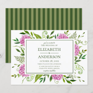 Invitation Mariage aux Hortensias Roses
