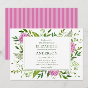 Invitation Mariage aux Hortensias Roses