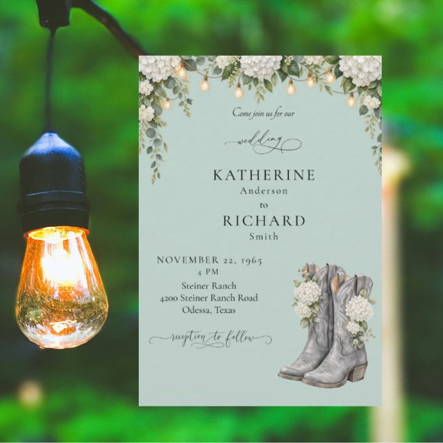 Invitation Mariage aux Hortensias Rustiques et aux Bottes de  (Créateur téléchargé)