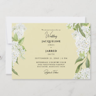Invitation Mariage aux Hydrangeas Jaunes Blancs