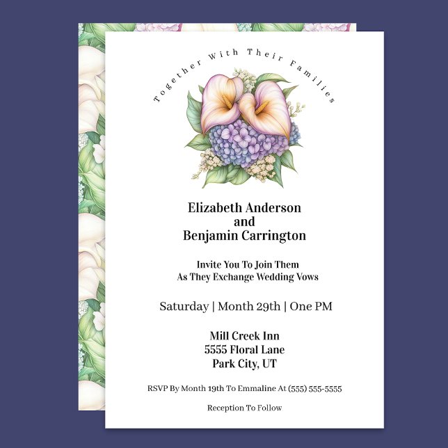 Invitation Mariage aux jolis lys calla pastel (Créateur téléchargé)