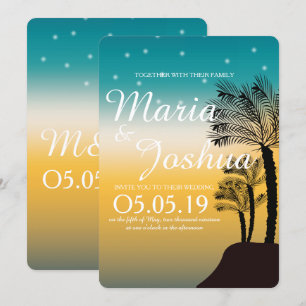 Invitation Mariage aux lumières étoilées sous les palmiers de