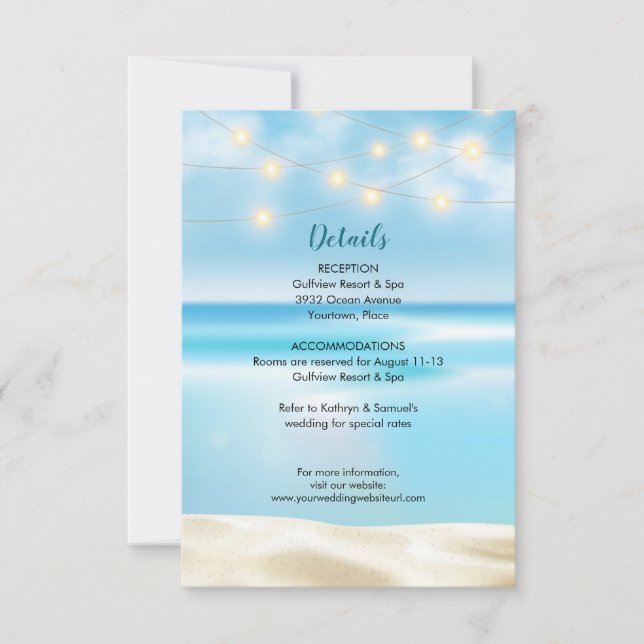 Invitation Mariage aux lumières féeriques de la plage océane  (Devant)