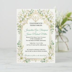 Invitation Mariage aux Lys Blancs Luxuriants