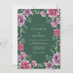 Invitation Mariage aux Lys Magenta de la Forêt