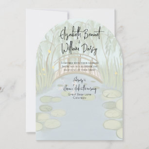 Invitation Mariage aux nénuphars illustrés peints à la main