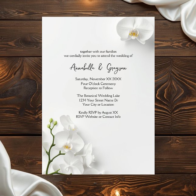 Invitation Mariage aux Orchidées Blanches Élégantes (Créateur téléchargé)
