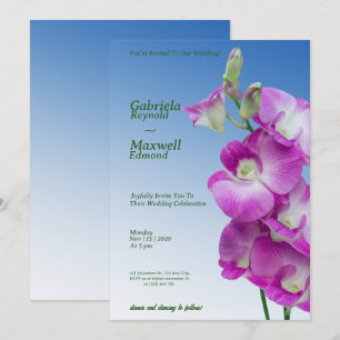 Invitation Mariage aux Orchidées Violettes Élégantes