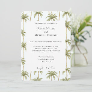 Invitation Mariage aux palmiers de la plage tropicale
