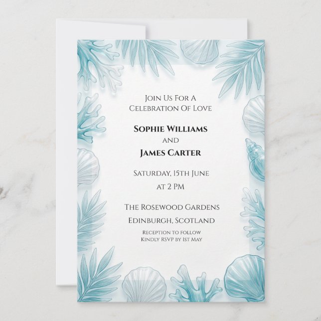 Invitation Mariage aux Palmiers Tropicaux (Devant)