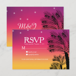 Invitation Mariage aux palmiers tropicaux de la plage du couc