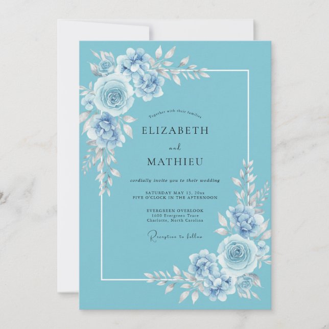 Invitation Mariage aux Pétales de Bleuet (Devant)