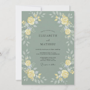 Invitation Mariage aux Pétales de Champagne Doré sur Ardoise