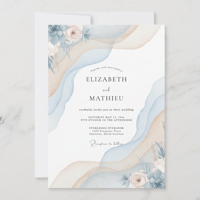Invitation Mariage aux Pétales de Champagne Glacé (Devant)