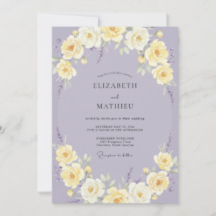 Invitation Mariage aux Pétales de Citron Lilas