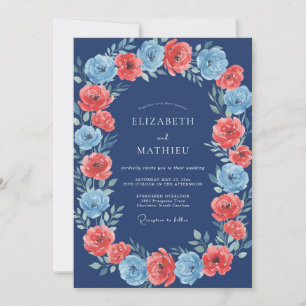 Invitation Mariage aux Pétales de Corail Chaud de Minuit