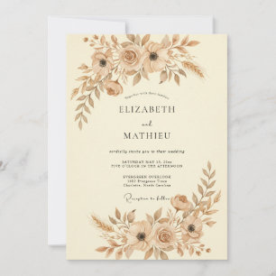 Invitation Mariage aux Pétales de Doré Mat