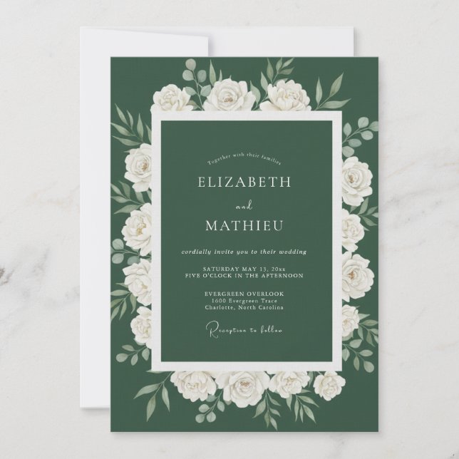Invitation Mariage aux Pétales de la Forêt Sombre (Devant)