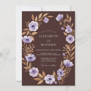 Invitation Mariage aux Pétales de Lavande Acajou