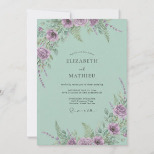 Invitation Mariage aux Pétales de Lilas Menthe