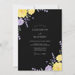 Invitation Mariage aux Pétales de Lilas Noir