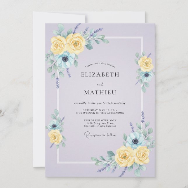 Invitation Mariage aux Pétales de Lilas Pâle (Devant)