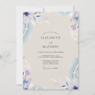 Invitation Mariage aux Pétales de Lilas Pervenche