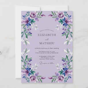 Invitation Mariage aux Pétales de Lilas Violet