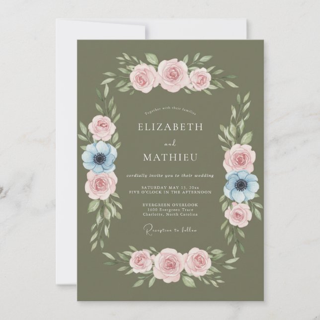 Invitation Mariage aux Pétales de Pâtes d'Olive (Devant)
