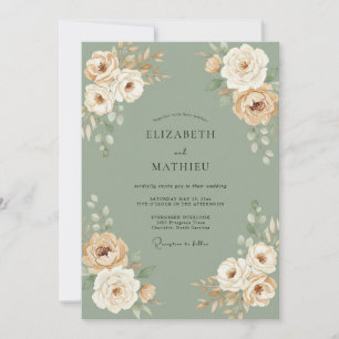 Invitation Mariage aux Pétales de Pêche au Champagne Chaud