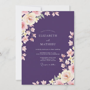 Invitation Mariage aux Pétales de Prune Pastel