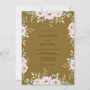 Invitation Mariage aux Pétales de Teint Ochré