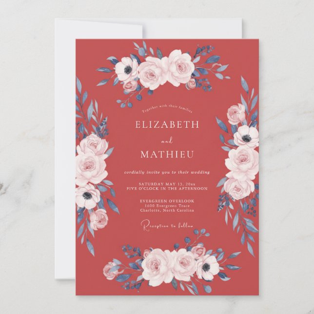 Invitation Mariage aux Pétales de Terre Cuite (Devant)