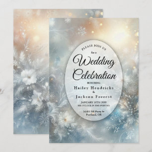 Invitation Mariage aux Pétales Gelées dans une Brume d'Hiver