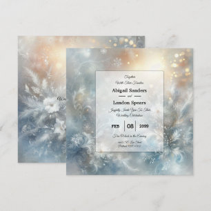 Invitation Mariage aux Pétales Gelés dans une Brume d'Hiver D