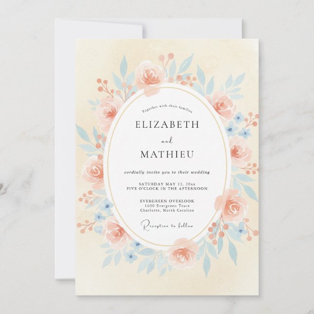 Invitation Mariage aux Pétales Orange Brûlée (Devant)