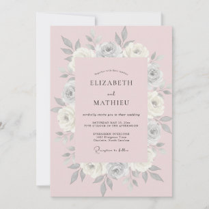 Invitation Mariage aux Pétales Rose Pâle Pastel