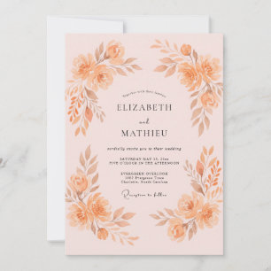 Invitation Mariage aux Pivoines Abricot Doux