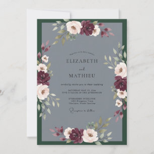 Invitation Mariage aux Pivoines Charbon de Bois