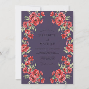 Invitation Mariage aux Pivoines Corail Prune