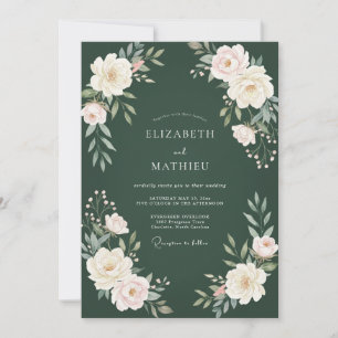 Invitation Mariage aux Pivoines Crème de Chasseur